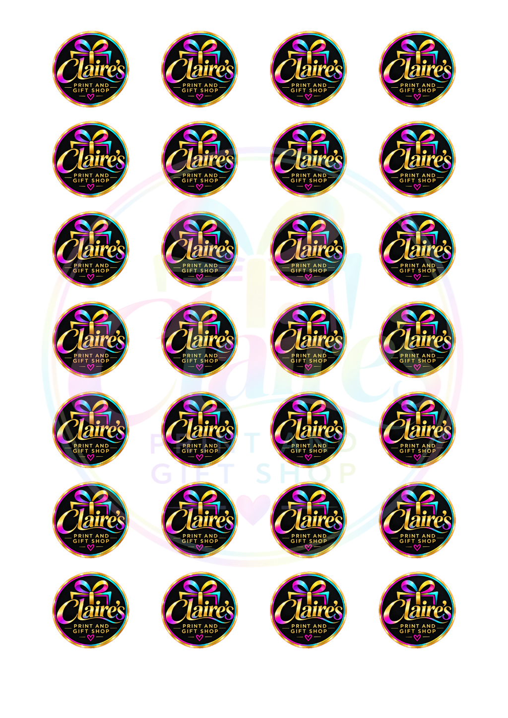 1.25 inch round logo stickers – 28 per sheet