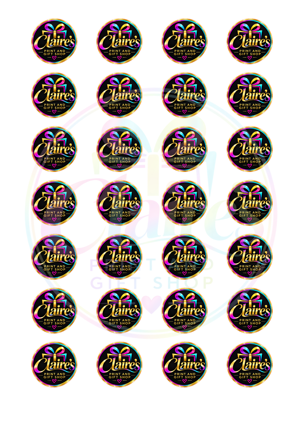 1.25 inch round logo stickers – 28 per sheet