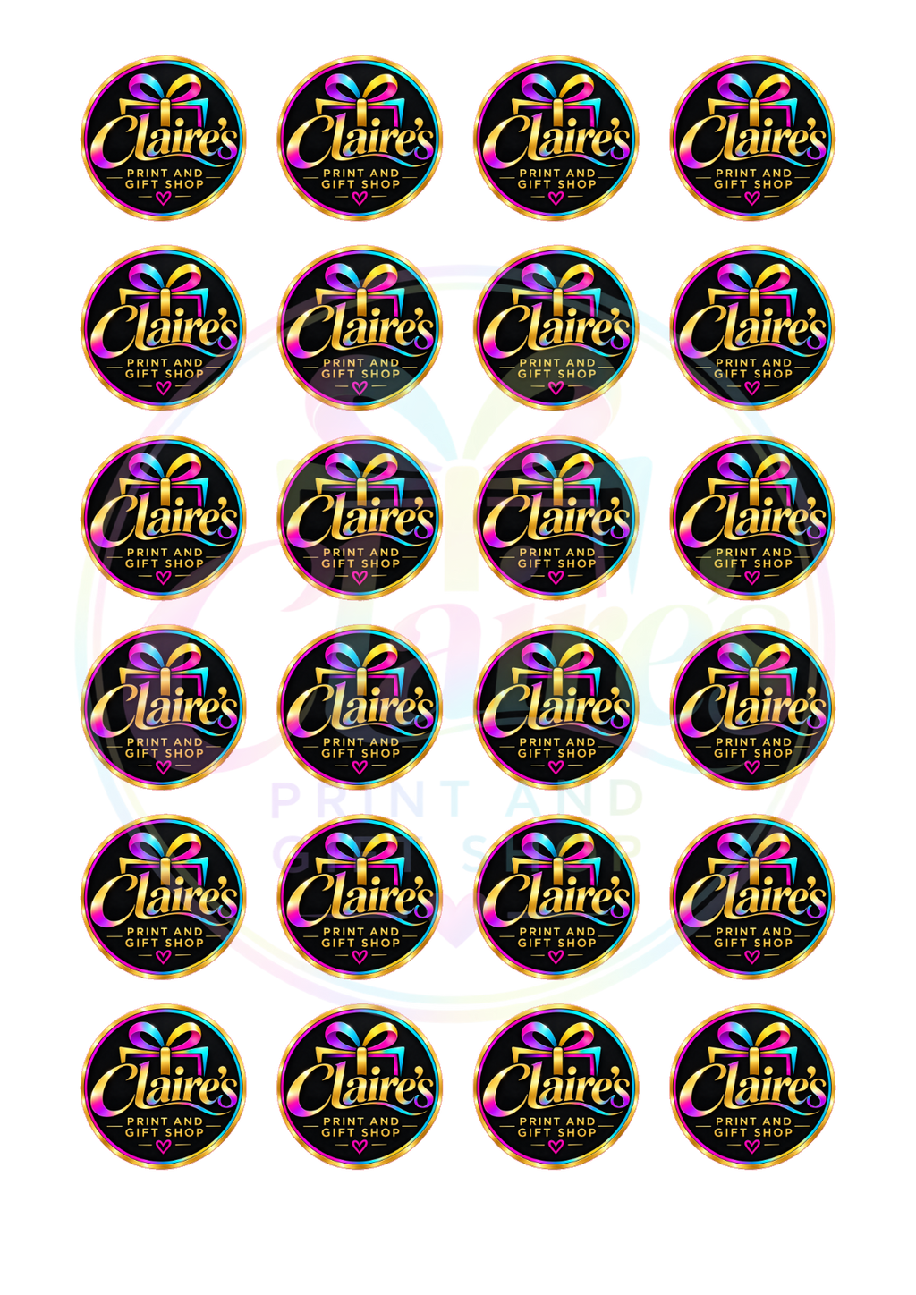 1.5 inch round logo stickers – 24 per sheet