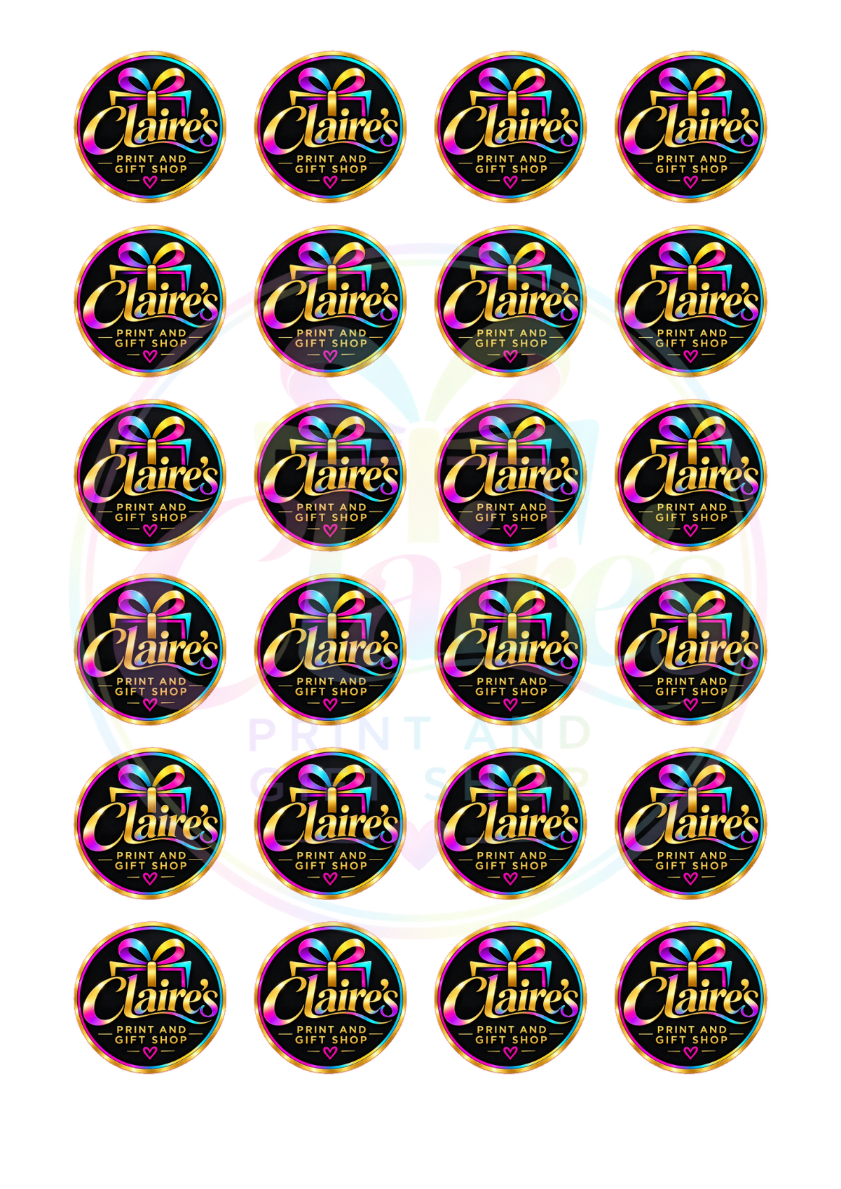 1.5 inch round logo stickers – 24 per sheet