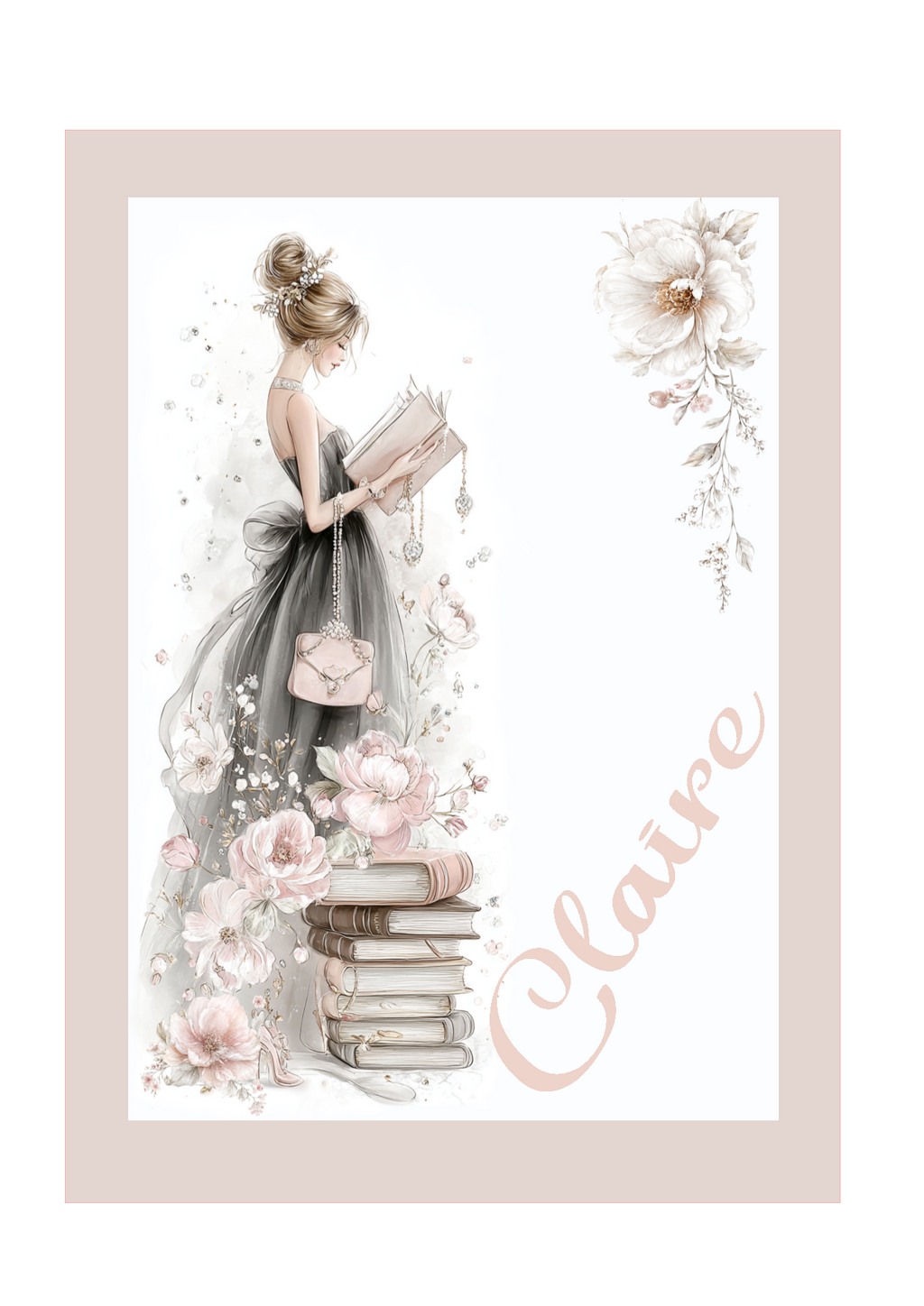 Example front cover artwork personalised with the name Claire