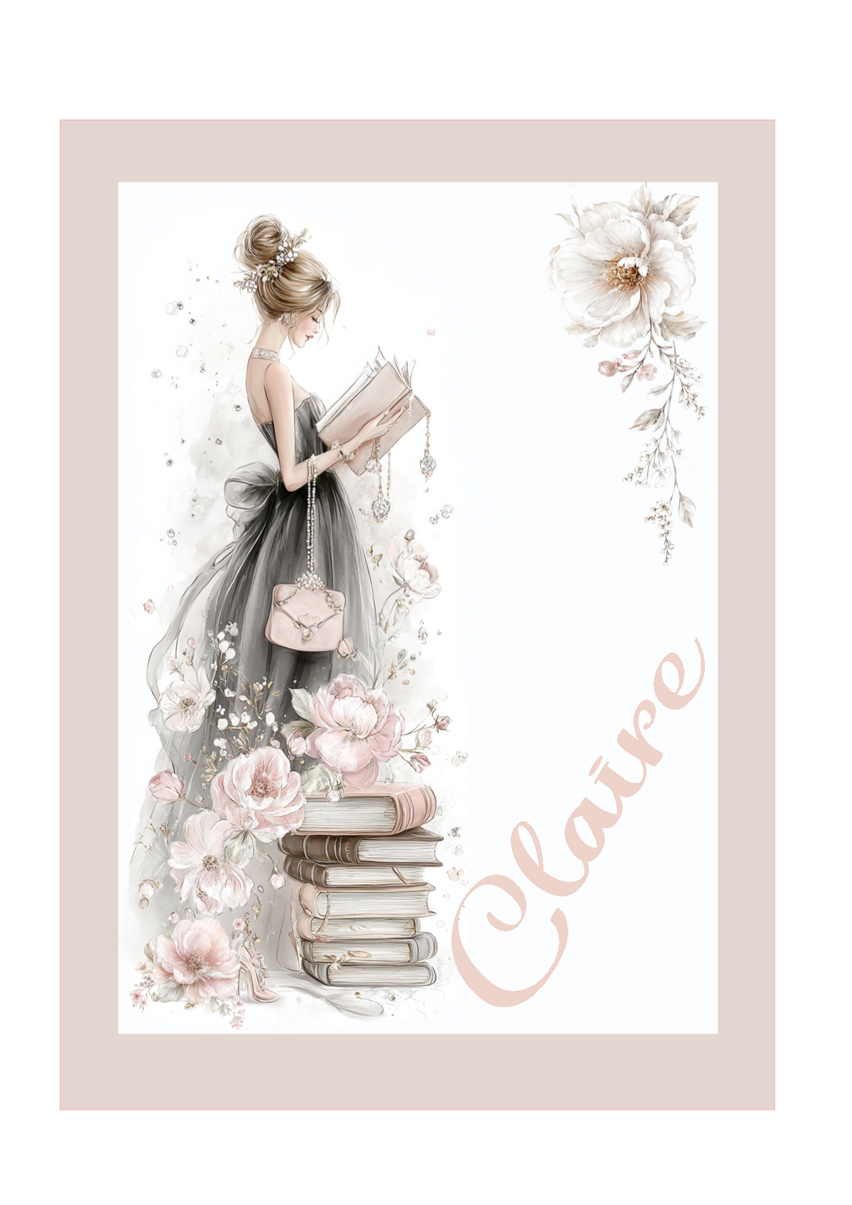 Example front cover artwork personalised with the name Claire
