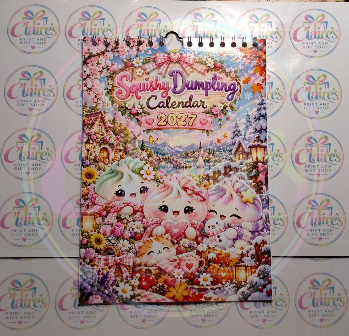 Front cover of the A4 Squishy Dumpling 2027 wirebound calendar