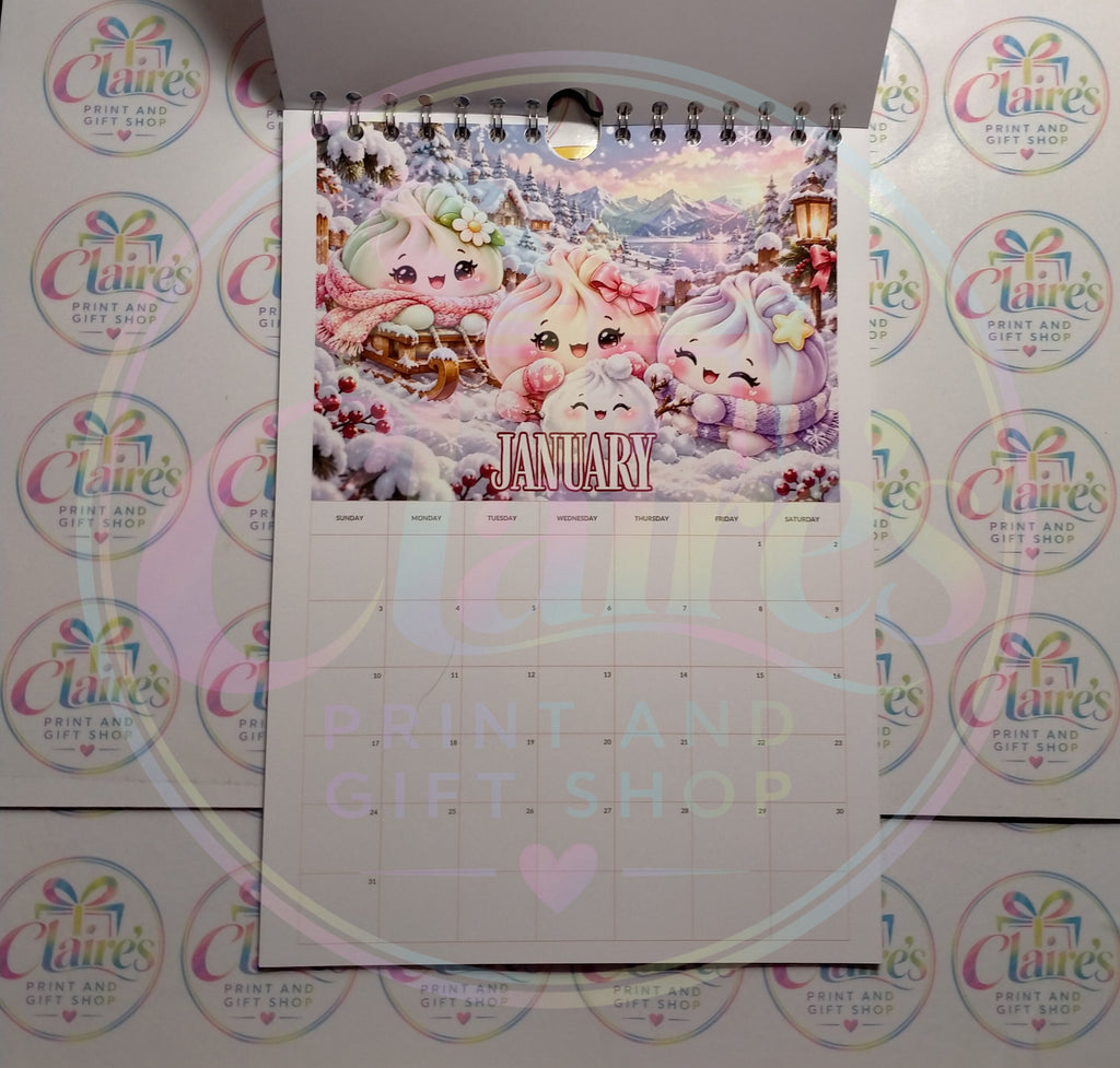 January page of the Squishy Dumpling 2027 calendar with monthly planning grid