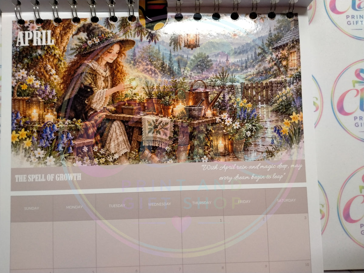 A4 Mystical Witch 2027 Wirebound Calendar