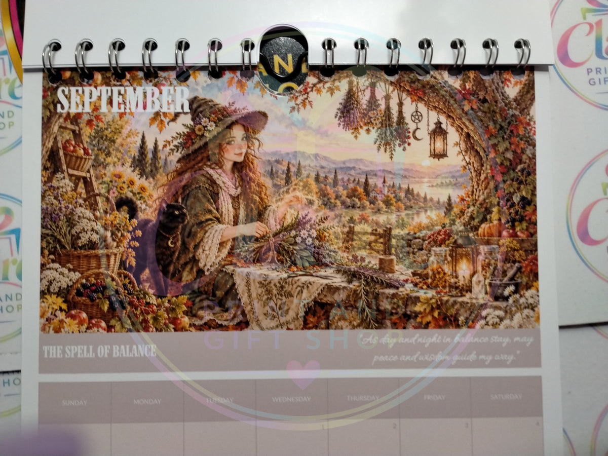 A4 Mystical Witch 2027 Wirebound Calendar