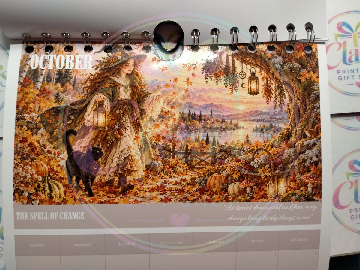 A4 Mystical Witch 2027 Wirebound Calendar
