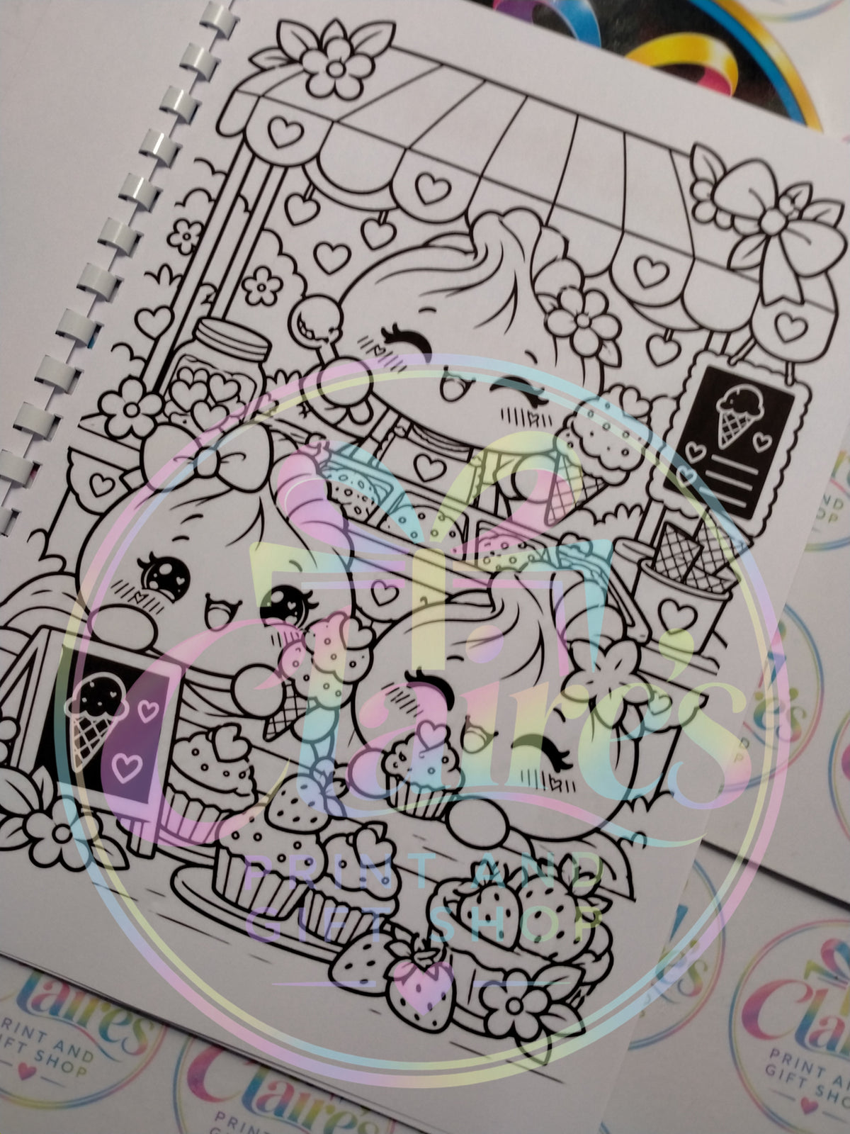 Dumpling ice cream scene colouring page