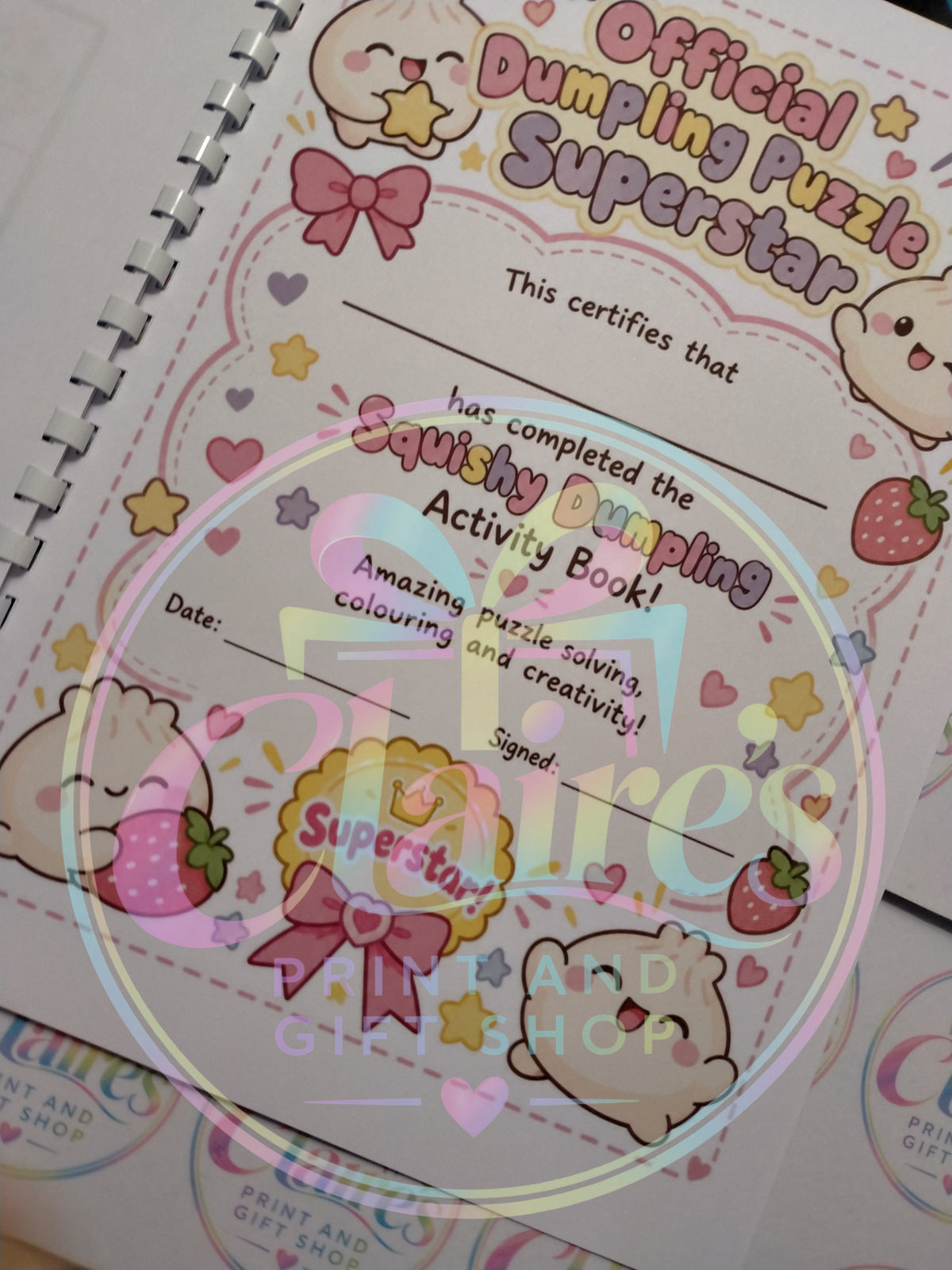 Dumpling activity book completion certificate
