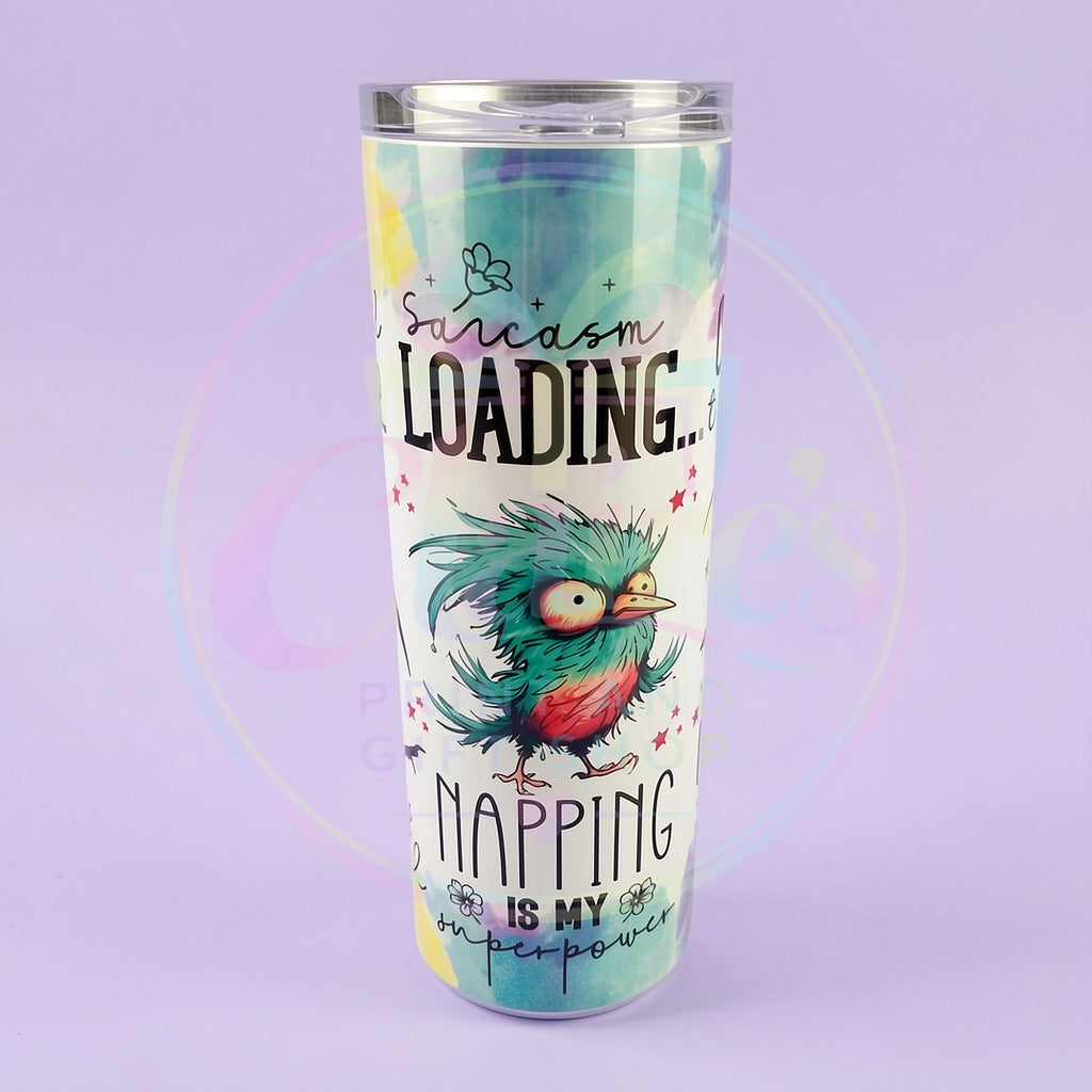 Professional Overthinker Skinny Tumbler – 20oz Funny Bird Design
